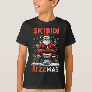 Skibidi Rizzmas Santa Toilet Funny Christmas T-Shirt