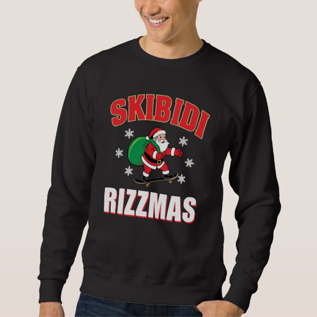 Skibidi Rizzmas Skater Santa Claus Meme Sweatshirt (Front)