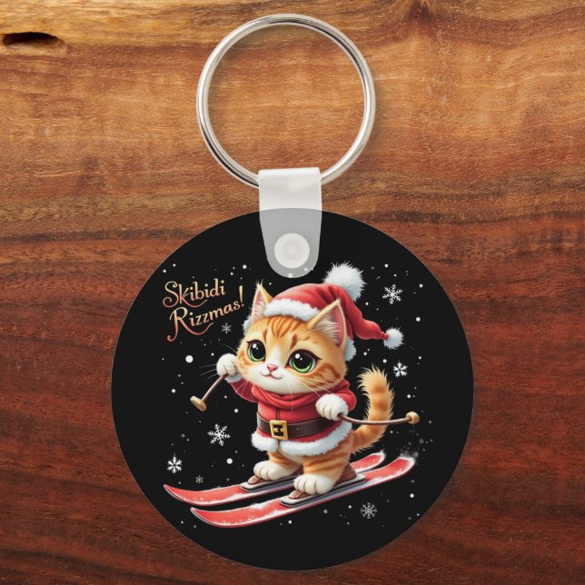 Skibidi Rizzmas The Ultimate Funny Christmas Meme Keychain (Front)