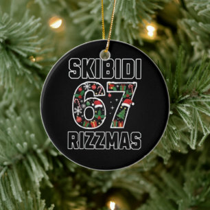 Skibidi Six Seven Rizzmas Funny Christmas 2025 Mem Ceramic Ornament