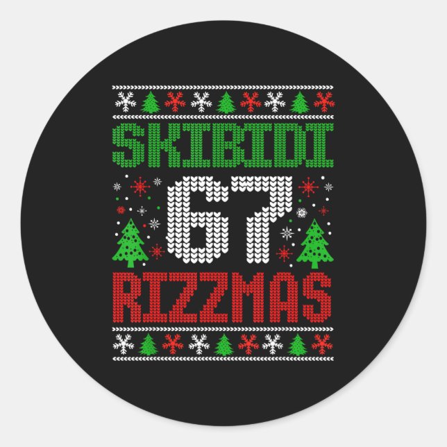 Skibidi Six Seven Rizzmas Funny Meme 67 Ugly Chris Classic Round Sticker (Front)
