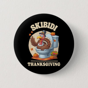 Skibidi Thanksgiving Funny Meme Skibidi Toilet Tur Button
