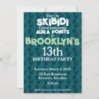 Skibidi Toilet Green Birthday Party Invitation