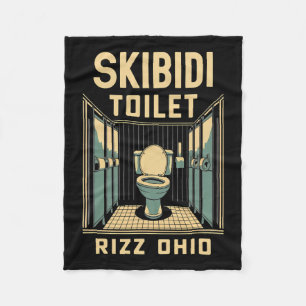 Skibidi Toilet Rizz Ohio Funny Meme Retro Vintage Fleece Blanket