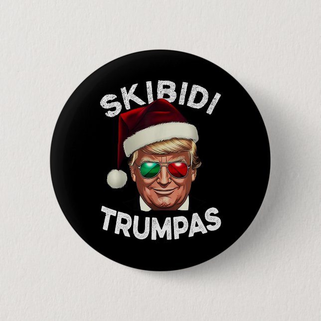 Skibidi Trumpmas Rizzmas Funny Modern Youth Cool X Button (Front)