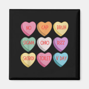 Skibidi Valentines Day Rizz Candy Heart Groovy Magnet