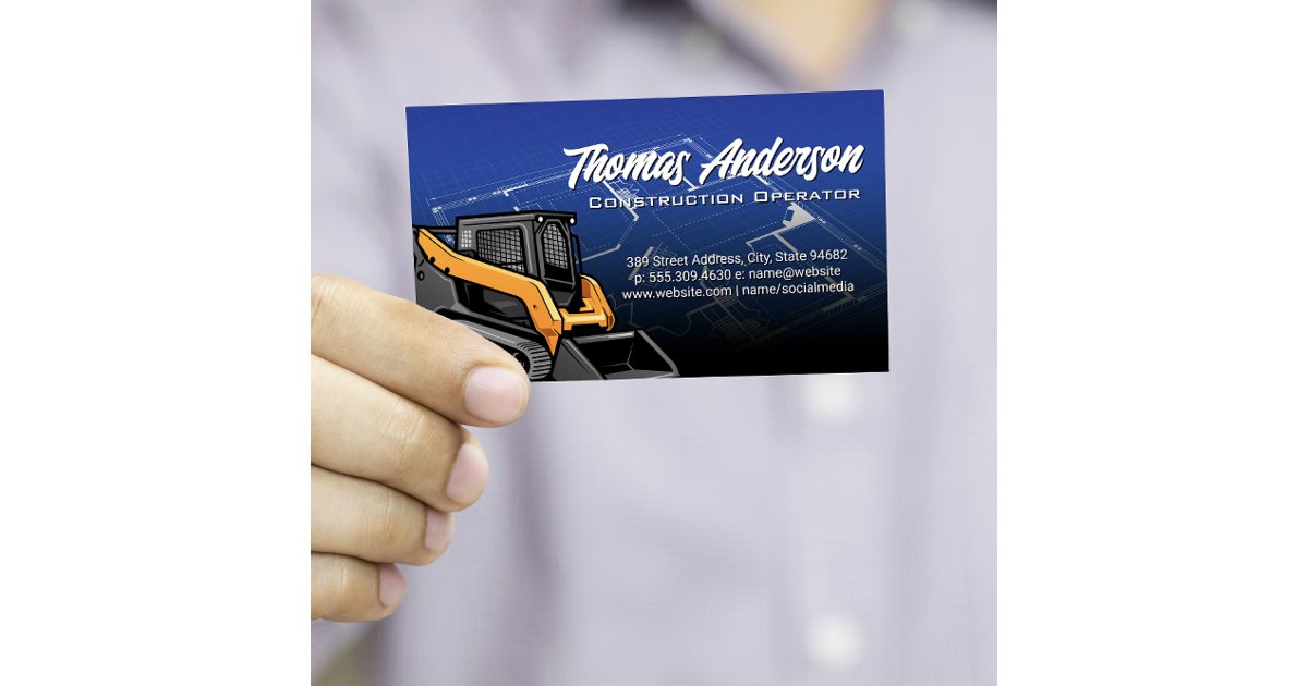 Skid Steer Construction Blueprints Business Card Zazzle