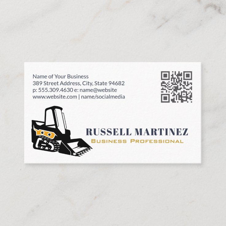 Skid Steer Construction | QR Code Business Card | Zazzle