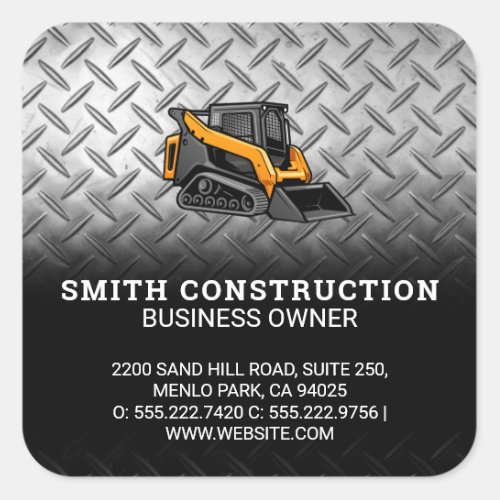Skid Steer  Construction  Steel Square Sticker