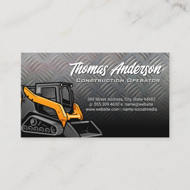 Skid Steer | Construction Vehicle Business Card (Front)
