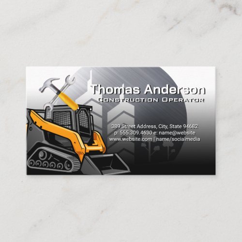 Skid Steer  Construction Vehicle  Hammer Wrench Business Card