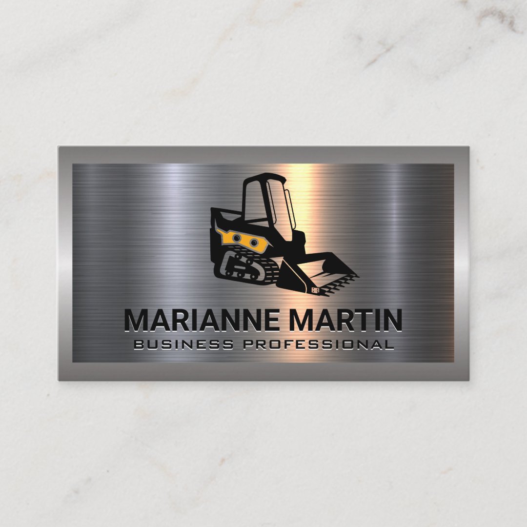 Skid Steer Construction Vehicle Metallic Business Card Zazzle