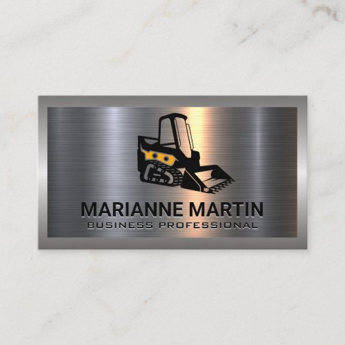 Skid Steer  Construction Vehicle  Metallic Business Card