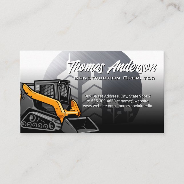 Skid Steer | Construction Vehicle | Properties Business Card (Front)