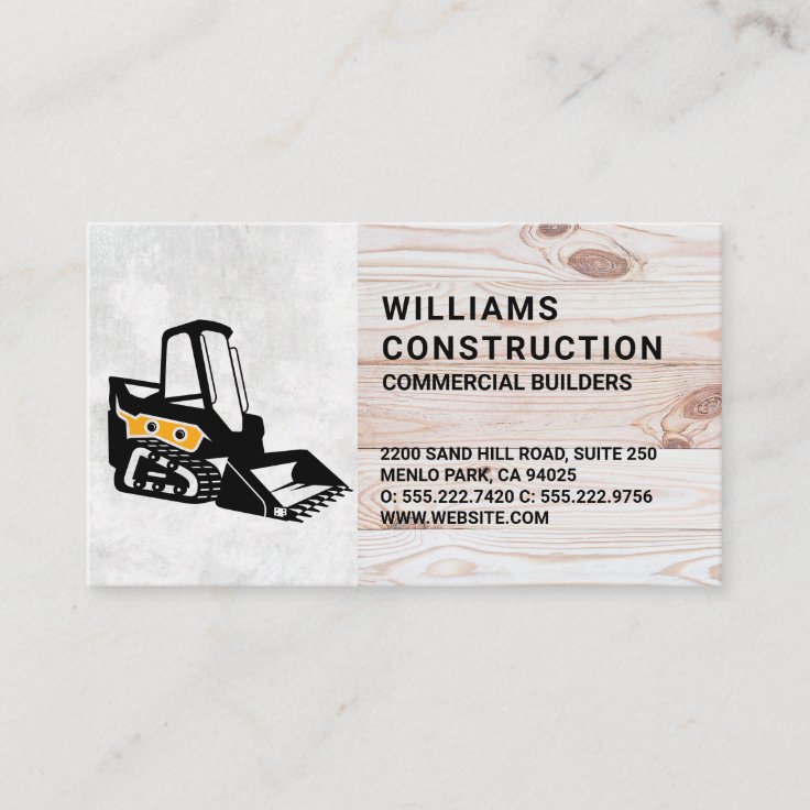 Skid Steer Construction Vehicle | Wood Business Card | Zazzle