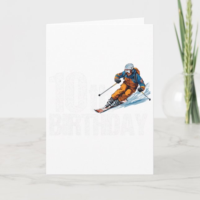 Skier 10th Birthday Ski Boy Girl 10th Birthday Ski Card (Front)