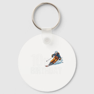Skier 10th Birthday Ski Boy Girl 10th Birthday Ski Keychain
