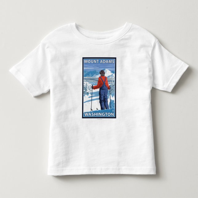 Skier Admiring - Mount Adams, Washington Toddler T-shirt (Front)