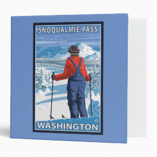 Skier Admiring - Snoqualmie Pass, Washington 3 Ring Binder