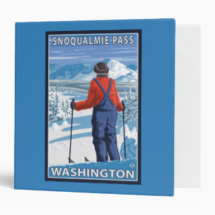 Skier Admiring - Snoqualmie Pass, Washington 3 Ring Binder