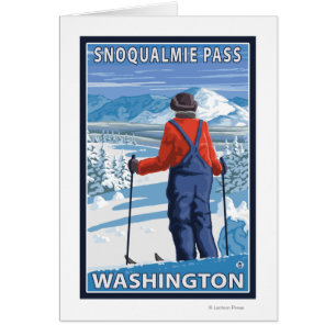 Skier Admiring - Snoqualmie Pass, Washington Cards