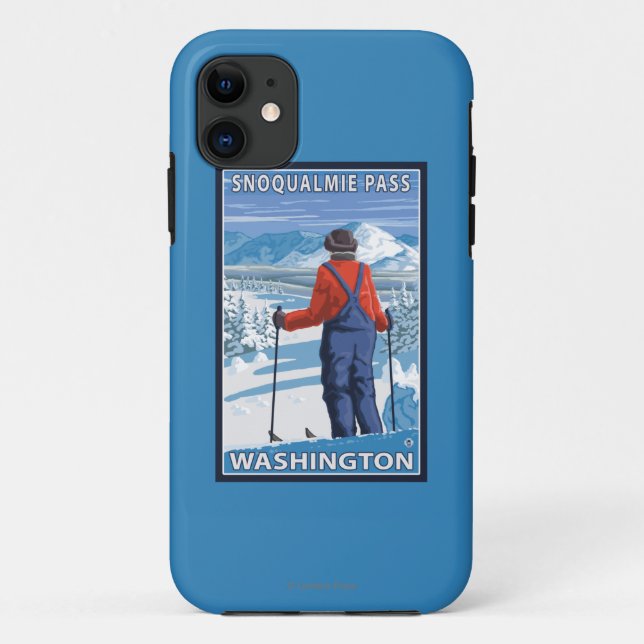 Skier Admiring - Snoqualmie Pass, Washington Case-Mate iPhone Case (Back)
