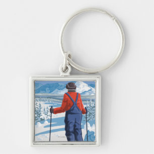 Skier Admiring - Snoqualmie Pass, Washington Keychain
