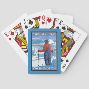Skier Admiring - Snoqualmie Pass, Washington Poker Cards
