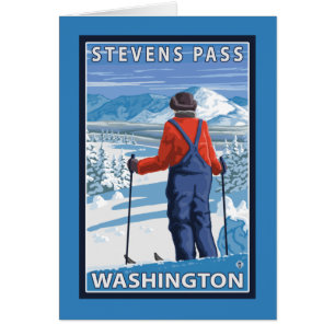 Skier Admiring - Stevens Pass, Washington Cards