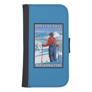 Skier Admiring - Stevens Pass, Washington Galaxy S4 Wallet Case