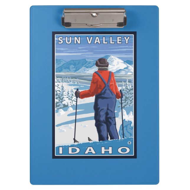 Skier Admiring - Sun Valley, Idaho Clipboard (Front)