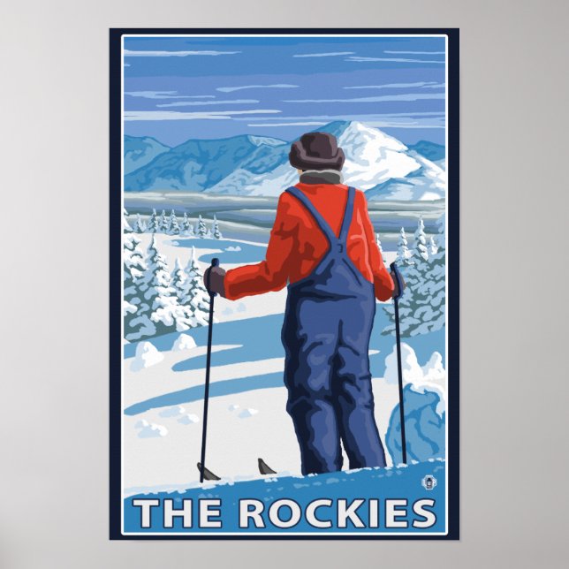 Skier Admiring - The Rockies Poster (Front)
