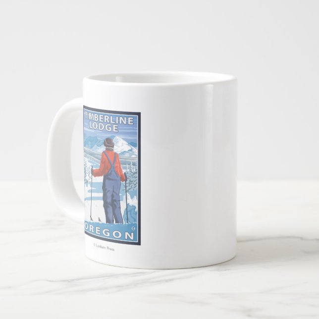 Skier Admiring - Timberline Lodge, Oregon Giant Coffee Mug (Front Left)
