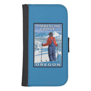 Skier Admiring - Timberline Lodge, Oregon Phone Wallet