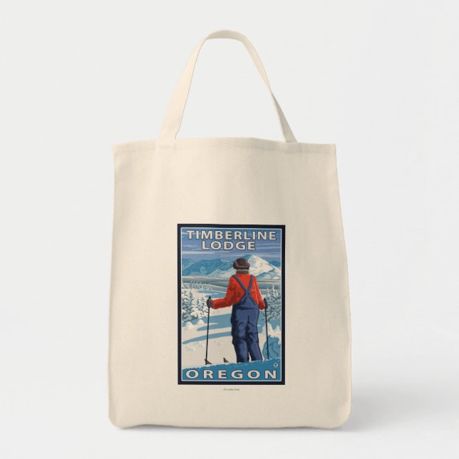 Skier Admiring - Timberline Lodge, Oregon Tote Bag (Front)