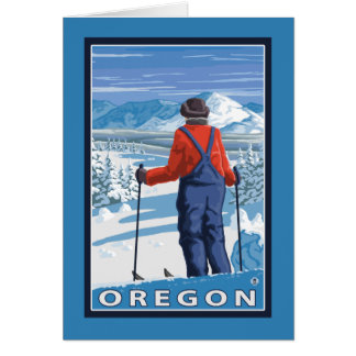 Skier Admiring- Vintage Travel Poster Cards
