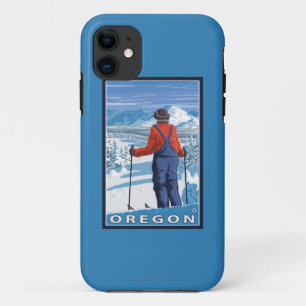 Skier Admiring- Vintage Travel Poster iPhone 11 Case