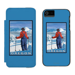 Skier Admiring- Vintage Travel Poster Wallet Case For iPhone SE/5/5s