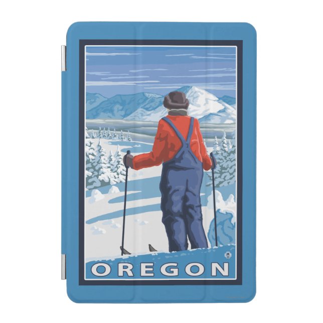 Skier Admiring- Vintage Travel Poster iPad Mini Cover (Front)