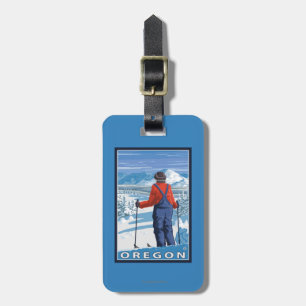 Skier Admiring- Vintage Travel Poster Luggage Tag