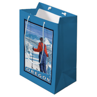 Skier Admiring- Vintage Travel Poster Medium Gift Bag