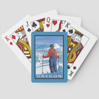 Skier Admiring- Vintage Travel Poster Poker Cards