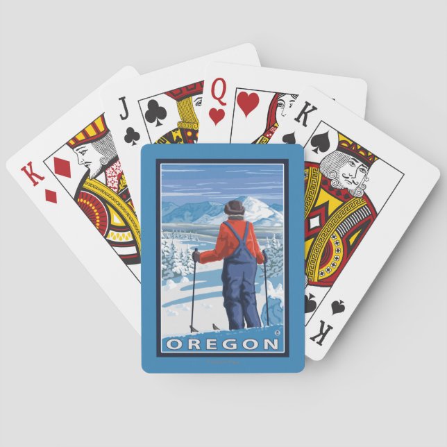 Skier Admiring- Vintage Travel Poster Poker Cards (Back)