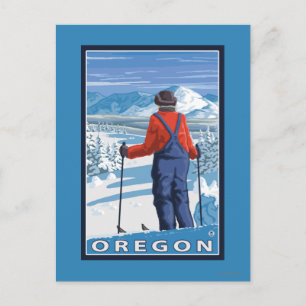 Skier Admiring- Vintage Travel Poster Postcard