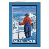 Skier AdmiringMontanaVintage Travel Poster (Front)