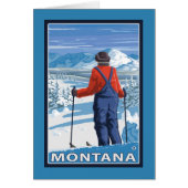 Skier AdmiringMontanaVintage Travel Poster (Front)