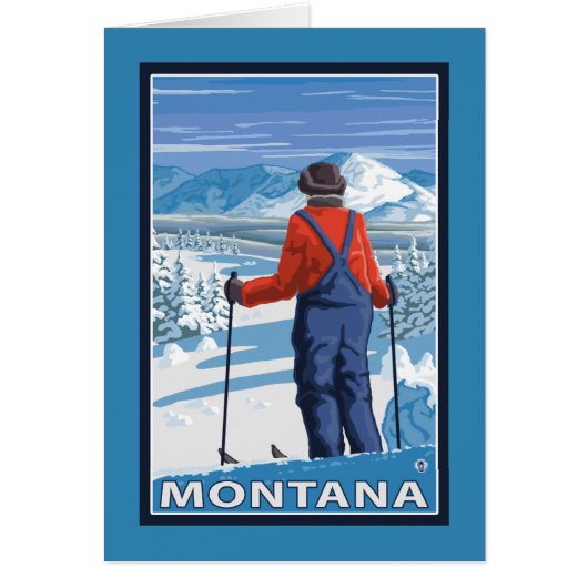 Skier AdmiringMontanaVintage Travel Poster (Front)