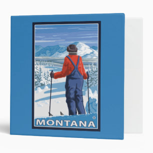 Skier AdmiringMontanaVintage Travel Poster Binder
