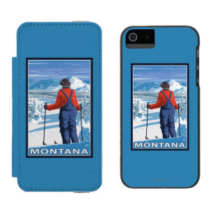 Skier AdmiringMontanaVintage Travel Poster Wallet Case For iPhone SE/5/5s