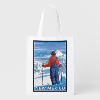Skier AdmiringNew Mexico Grocery Bag